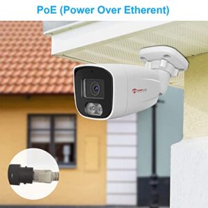 Anpviz 4MP PoE IP Bullet Camera with Microphone/Audio, IP Security Camera Outdoor Indoor, Night Vision 65ft, Waterproof IP66, 108° Wide Angle 2.8mm Lens, 24/7 Recording