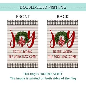 Baccessor Christmas Joy Garden Flag Cardinal Holy Yard Flag Double Sized Burlap Winter Holiday Religious Inspired Seasonal Farmhouse Outdoor Decoration 12.5 x 18 Inch