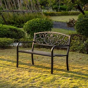 Gardenised QI003333L Black Patio Garden Park Yard 50" Outdoor Steel Bench