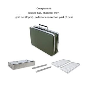 Portable Charcoal Grill, Small BBQ Smoker Grill, TableTop Barbecue Charcoal Grill for Outdoor Camping Garden Backyard Cooking Picnic Traveling (Green)15.3x3.7x10inch