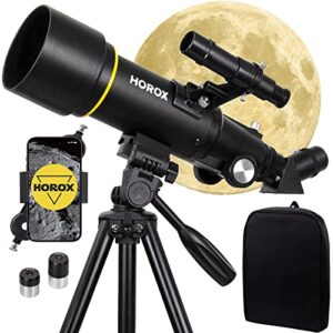 telescope for adults & kids, horox 70mm aperture 400mm refractor telescope for astronomy beginners, fully multi coated optics w. pro tripod & phone adapter, portable telescopes backpack,cool tech gift