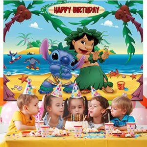 NB2 NB Cartoon Stitc.h Theme Party 5x3ft Children Birthday Party Cute Backdrop Photo Decoration Baby Shower Party Supplies Birthday Party Banner Decoration