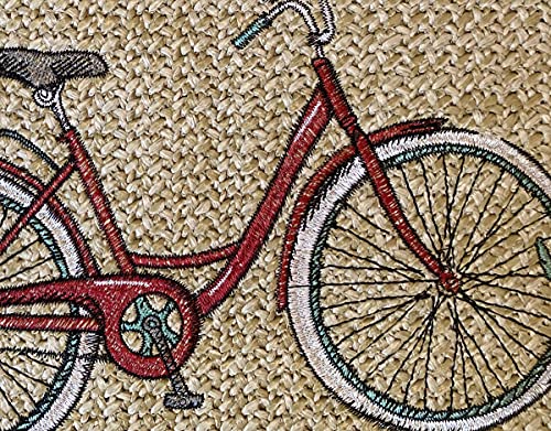 Honeycomb Indoor/Outdoor Raffia Bicycle Red Lumbar Toss Pillow: Woven Faux Jute, Recycled Polyester Fill, UV Resistant, Pack of 2 Pillows for Patio Furniture: 12” x 19” x 6”