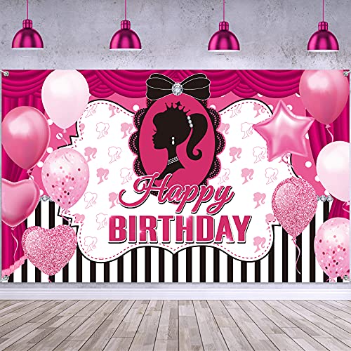 Princess Birthday Party Backdrop Pink Birthday Backdrop Princess Theme Backdrop Princess Photography Background Party Banner Girl Party Props Birthday Decorations Photo Booth for Girl Party Favor