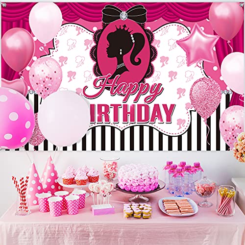 Princess Birthday Party Backdrop Pink Birthday Backdrop Princess Theme Backdrop Princess Photography Background Party Banner Girl Party Props Birthday Decorations Photo Booth for Girl Party Favor