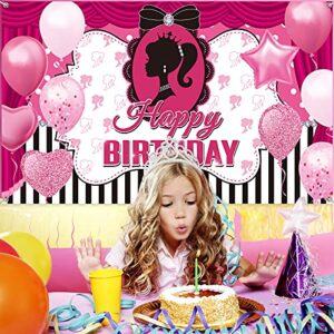 Princess Birthday Party Backdrop Pink Birthday Backdrop Princess Theme Backdrop Princess Photography Background Party Banner Girl Party Props Birthday Decorations Photo Booth for Girl Party Favor