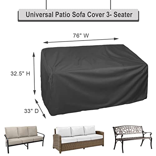 Outdoor Sofa Covers Waterproof Patio Furniture Covers Heavy Duty 600D Polyester UV Resistant Patio Cover with Air Vent and Handles (76"L x 32.5"D x 33"H)