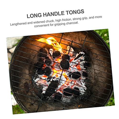 CLISPEED 2 Pcs Fire Tongs Clip Challah Bread Stainless Steel Grill Tongs Camping Oven Garden Nabber Trash Claw Pick up Firewood Tong Charcoal Clip Barbecue Charcoal Clamp BBQ Charcoal Clamp