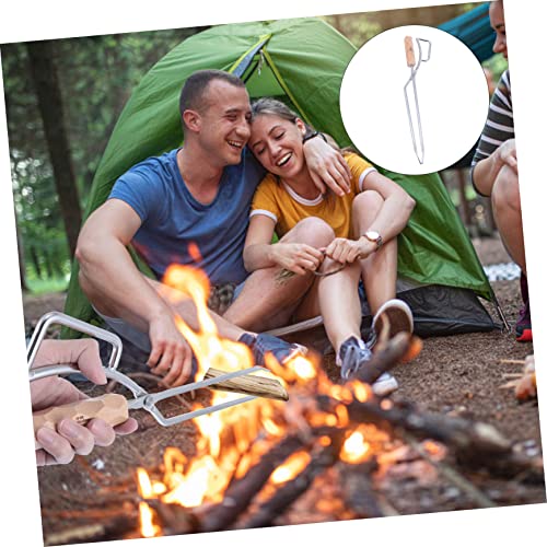 CLISPEED 2 Pcs Fire Tongs Clip Challah Bread Stainless Steel Grill Tongs Camping Oven Garden Nabber Trash Claw Pick up Firewood Tong Charcoal Clip Barbecue Charcoal Clamp BBQ Charcoal Clamp