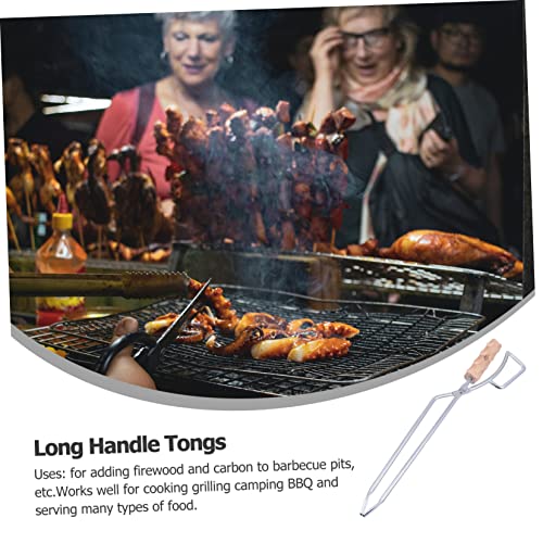 CLISPEED 2 Pcs Fire Tongs Clip Challah Bread Stainless Steel Grill Tongs Camping Oven Garden Nabber Trash Claw Pick up Firewood Tong Charcoal Clip Barbecue Charcoal Clamp BBQ Charcoal Clamp