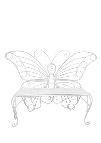 Hi-Line Gift Ltd Garden Décor Butterfly Bench, 60 by 18 by 42-Inch, White