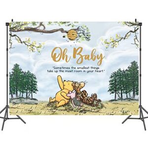winnie backdrop oh baby design photography background pooh baby shower decorations 57 x 37 inch banner for kids birthday party decorations