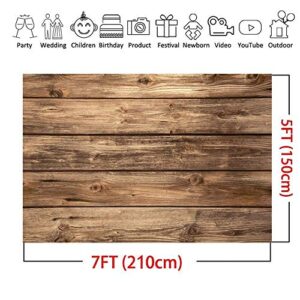 WOLADA 7x5FT Rustic Wood Wall Backdrop Natural Brown Wooden Board Photography Background Baby Shower Birthday Party Cake Table Decoration Banner Backdrops Photo Booth Prop 11839