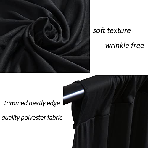 AK TRADING CO. 10 feet x 10 feet Polyester Backdrop Drapes Curtains Panels with Rod Pockets - Wedding Ceremony Party Home Window Decorations - Black