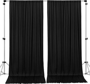 ak trading co. 10 feet x 10 feet polyester backdrop drapes curtains panels with rod pockets – wedding ceremony party home window decorations – black