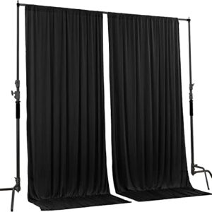 AK TRADING CO. 10 feet x 10 feet Polyester Backdrop Drapes Curtains Panels with Rod Pockets - Wedding Ceremony Party Home Window Decorations - Black