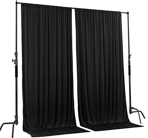 AK TRADING CO. 10 feet x 10 feet Polyester Backdrop Drapes Curtains Panels with Rod Pockets - Wedding Ceremony Party Home Window Decorations - Black