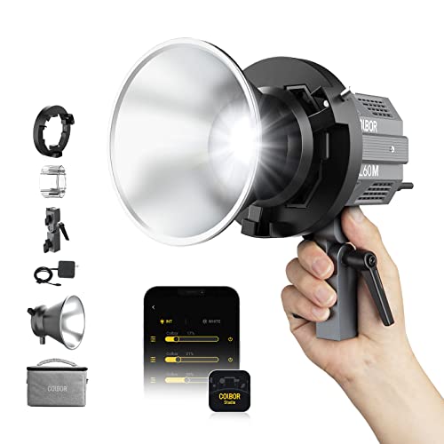 Video Light, COLBOR CL60M Studio Lights 65W 5600K CRI97+ Continuous Output Lighting 7 Light Effects with Bowens Mount APP Control Spotlight for Video Recording, Video-Light-LED-Photography-Lighting