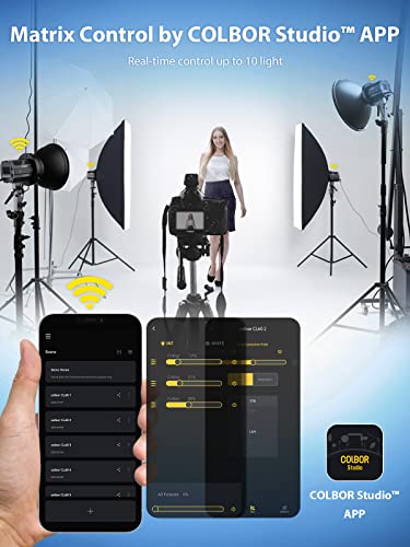 Video Light, COLBOR CL60M Studio Lights 65W 5600K CRI97+ Continuous Output Lighting 7 Light Effects with Bowens Mount APP Control Spotlight for Video Recording, Video-Light-LED-Photography-Lighting
