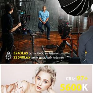 Video Light, COLBOR CL60M Studio Lights 65W 5600K CRI97+ Continuous Output Lighting 7 Light Effects with Bowens Mount APP Control Spotlight for Video Recording, Video-Light-LED-Photography-Lighting