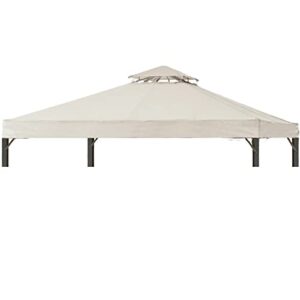 durcover gazebo replacement top 10×10 ft, gazebo canopy replacement cover for 2 tier outdoor patio garden tent frames, waterproof uv-resistant, canopy cover with air vent only, beige