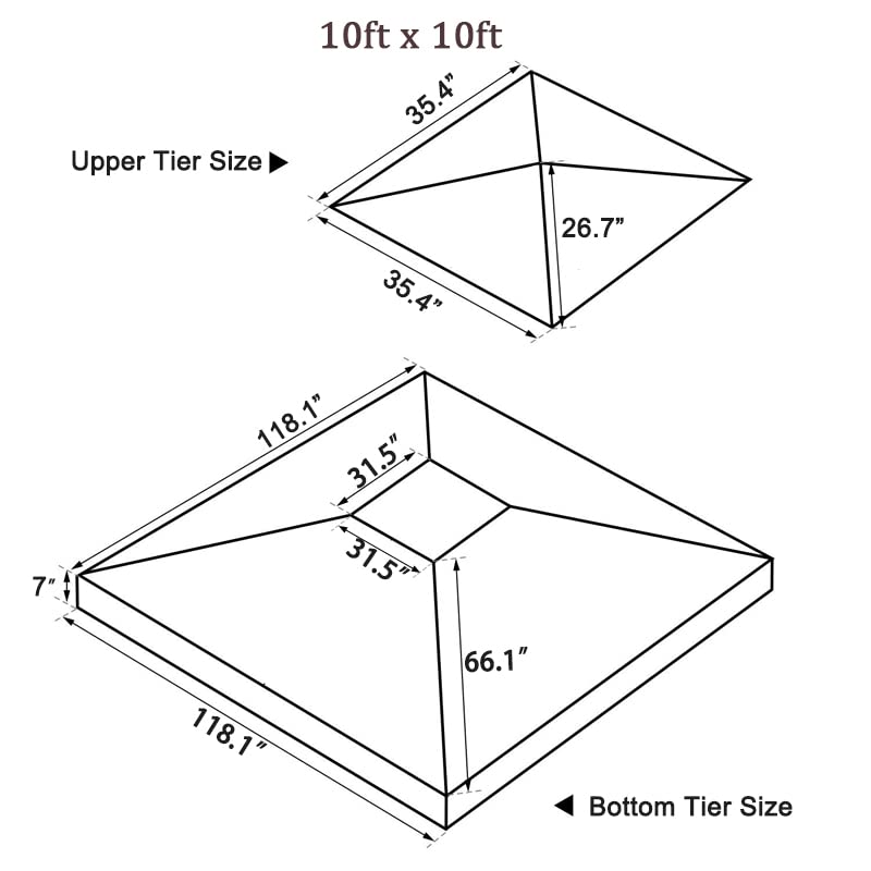 Durcover Gazebo Replacement Top 10x10 ft, Gazebo Canopy Replacement Cover for 2 Tier Outdoor Patio Garden Tent Frames, Waterproof UV-Resistant, Canopy Cover with Air Vent Only, Beige