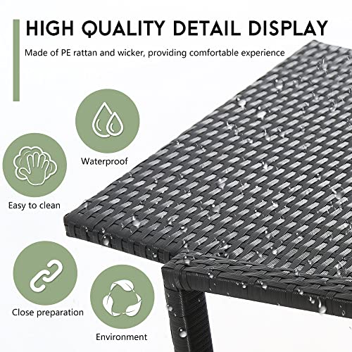 FDW Wicker Patio Furniture Sets Outdoor Bistro Set Rocking Chair 3 Piece Patio Set Rattan Chair Conversation Set for Backyard Porch Poolside Lawn with Coffee Table,Black