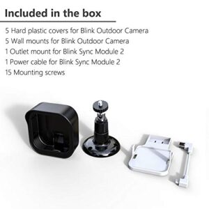 Blink Outdoor Camera Wall Mount Bracket, 5 Pack Plastic Protective Housing and 360 Degree Adjustable Mount with Blink Sync Module 2 Mount for Blink Outdoor Camera (Blink Camera are Not Included)