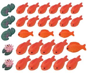 jkanruh 30 pcs mini resin red goldfish,lotus,lotus leaf sets,cute resin miniature ornament micro landscape for fairy garden decor,diy ornament craft diy dollhouse