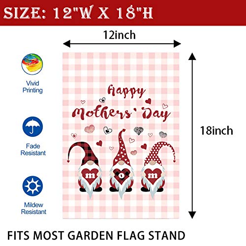 Spring Mothers Day Gnome Garden Flags for Outside 12x18 Double Sided Welcome Mom Vertical Garden Yard Flags Mother's Day Home Garden Decor Decorations