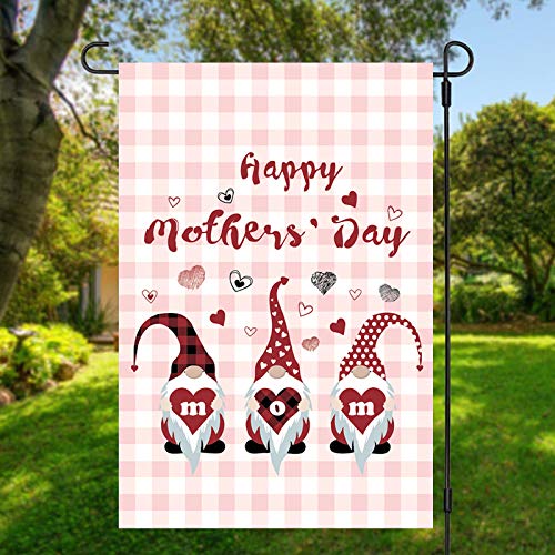 Spring Mothers Day Gnome Garden Flags for Outside 12x18 Double Sided Welcome Mom Vertical Garden Yard Flags Mother's Day Home Garden Decor Decorations