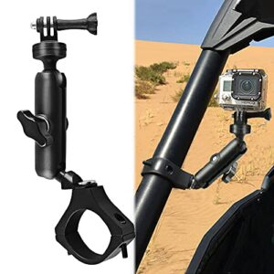 maiker utv atv camera mount holder compatible with gopro, 1.75″-2″ roll bar compatible for all gopro models, such as gopro hero 9, 8,7,5 4, session, gopro max, insta360 etc