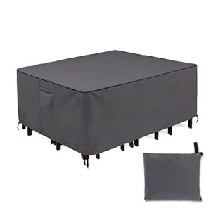 Petgrow Outdoor Cover Patio Furniture Set Covers Waterproof Rectangular Sectional Sofa Set Covers Outdoor Table and Chair Set Covers Water Resistant-74 Inch L x 47 Inch W x 27.5 Inch H