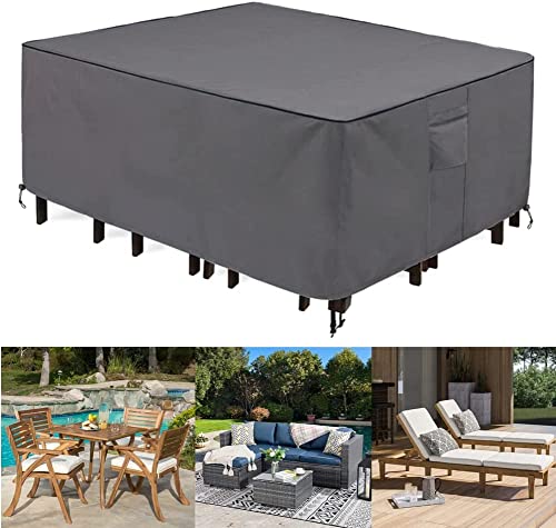 Petgrow Outdoor Cover Patio Furniture Set Covers Waterproof Rectangular Sectional Sofa Set Covers Outdoor Table and Chair Set Covers Water Resistant-74 Inch L x 47 Inch W x 27.5 Inch H