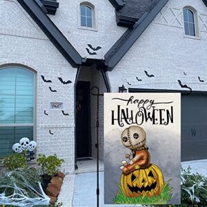 Halloween Trick Or Treat Garden Flag Burlap Double Sided 12×18 Inch Scary Doll Pumpkin Yard Porch Outdoor Decor DF117