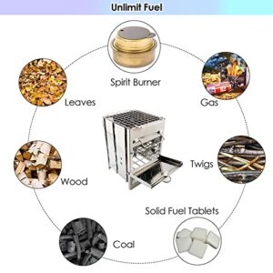 Charcoal Grill Portable BBQ Smoker Grill Barbecue Stove with Storage Bag for Outdoor Camping Garden Beach Backyard Cooking Picnic Can Use a Variety of Fuels,Silver,S