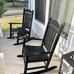 Xilingol Patio Rocking Chair Set of 2, Poly Lumber Porch Rocker with High Back, 400Lbs Support Rocking Chairs for Outdoor Garden Lawn, 2 Grey