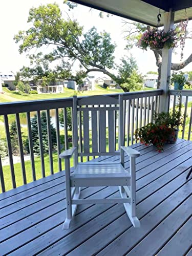 Xilingol Patio Rocking Chair Set of 2, Poly Lumber Porch Rocker with High Back, 400Lbs Support Rocking Chairs for Outdoor Garden Lawn, 2 Grey