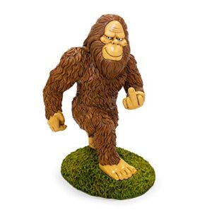 kwirkworks garden gnome – sasquatch bigfoot middle finger lawn statue figurine – 11 inches tall