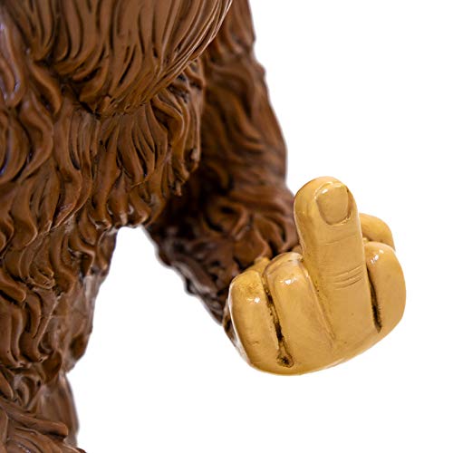 Kwirkworks Garden Gnome - Sasquatch Bigfoot Middle Finger Lawn Statue Figurine - 11 inches Tall