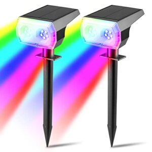 duviner solar outdoor lights, rgb multicolor landscape lights ip65 waterproof solar spot lights, 2-in-1 solar powered spotlights with auto color changing for garden yard pathway