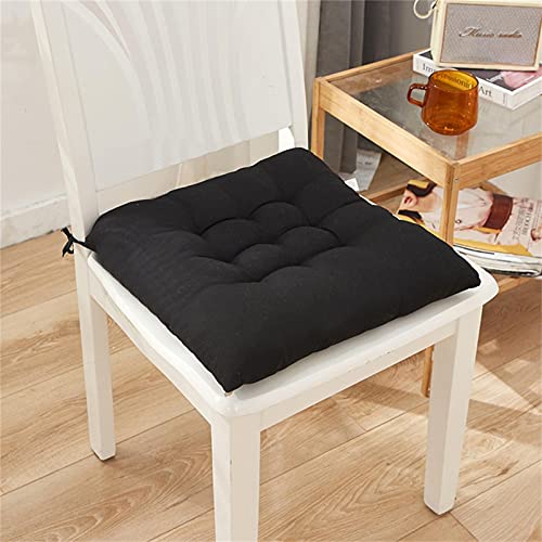 Chair Cushions Seat Pads with Ties,Indoor/Outdoor Soft Thick Dining Chair Cushion,Dining Room Kitchen Chair Replacement Seat Pads for Home Office Car Patio Furniture Garden Decoration (B/Black)