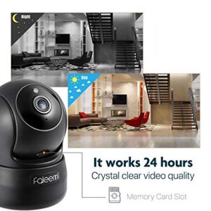 faleemi Wireless Security Camera, WiFi Pet Camera, Indoor Pan/Tilt Smart Security Camera with Cell Phone App, Night Vision, Motion Detection for Home/Office/Dog/Baby