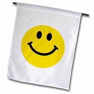 3drose fl_76653_1 yellow smiley face cute traditional happy smilie 1960s hippie style smiling on white garden flag, 12 by 18-inch