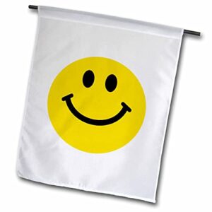 3dRose fl_76653_1 Yellow Smiley Face Cute Traditional Happy Smilie 1960S Hippie Style Smiling on White Garden Flag, 12 by 18-Inch