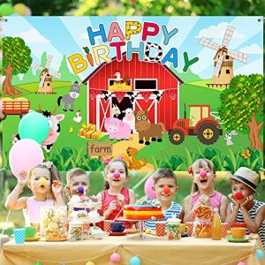 Tatuo Farm Birthday Party Supplies Farm Animal Birthday Party Backdrop Happy Birthday Photo Background Large Farm Photography Backdrop Decor for Kid Birthday Party Baby Shower, 72.8 x 43.3 Inch