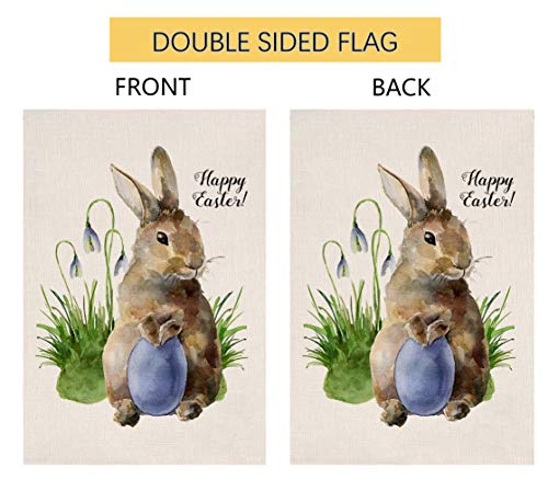 BLKWHT Easter Rabbit Small Garden Flag Vertical Double Sided 12 x 18 Inch Spring Bunny Yard Decor