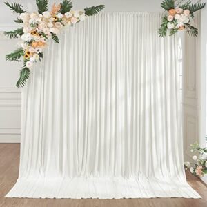 10ft x 10ft Ivory Wrinkle Free Thick Fabric Backdrop Curtain Drapes Ivory Backdrop Panels Background for Wedding Birthday Baby Shower Party