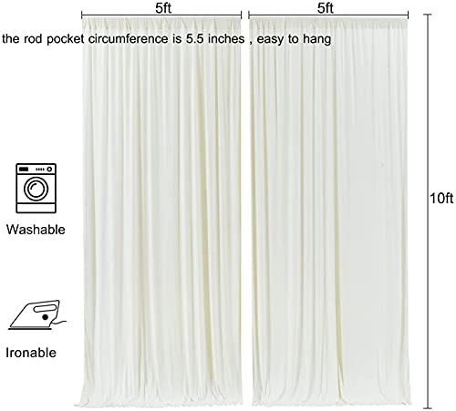 10ft x 10ft Ivory Wrinkle Free Thick Fabric Backdrop Curtain Drapes Ivory Backdrop Panels Background for Wedding Birthday Baby Shower Party