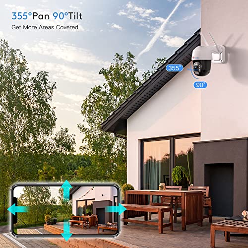 Ctronics 4K 8MP Security Camera Outdoor, 2.4/5Ghz WiFi Surveillance IP Camera Outdoor with Smart Human/Vehicle Detection, Auto Tracking, 65ft Color Night Vision, Two Way Audio, IP66 (4K)